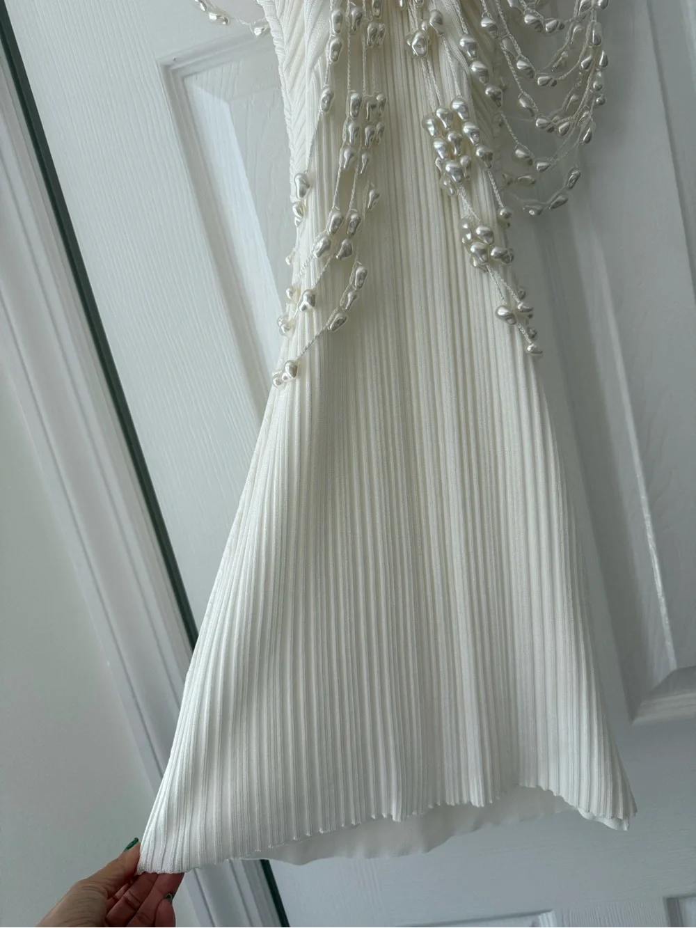 Cult Gaia Oliviana Faux Pearl Adorned Knit Mini Dress Off White - Picture 5 of 15